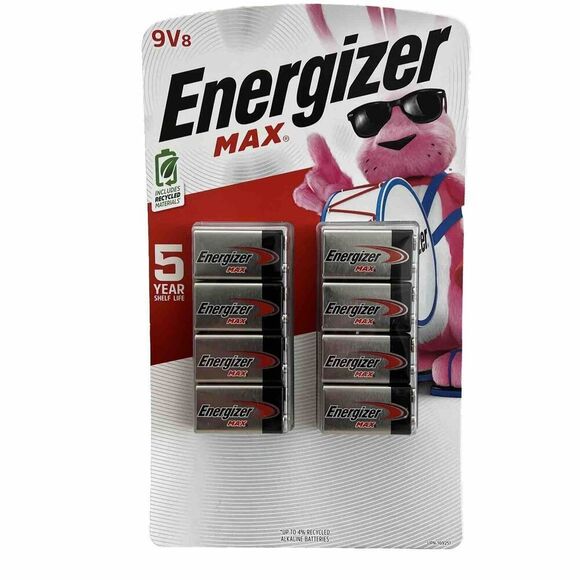 Energizer MAX 9V Batteries (8 Pack), 9 Volt Alkaline Batteries - Picture 1 of 5